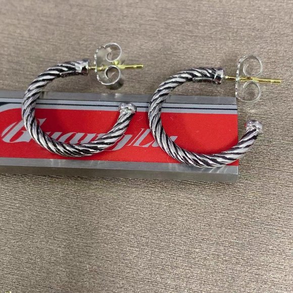 Classic Sculpted Cable Hoop Earrings in Sterling Silver - Picture 5 of 5